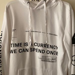No Boundaries “Time is a Currency” White/Black Hoodie